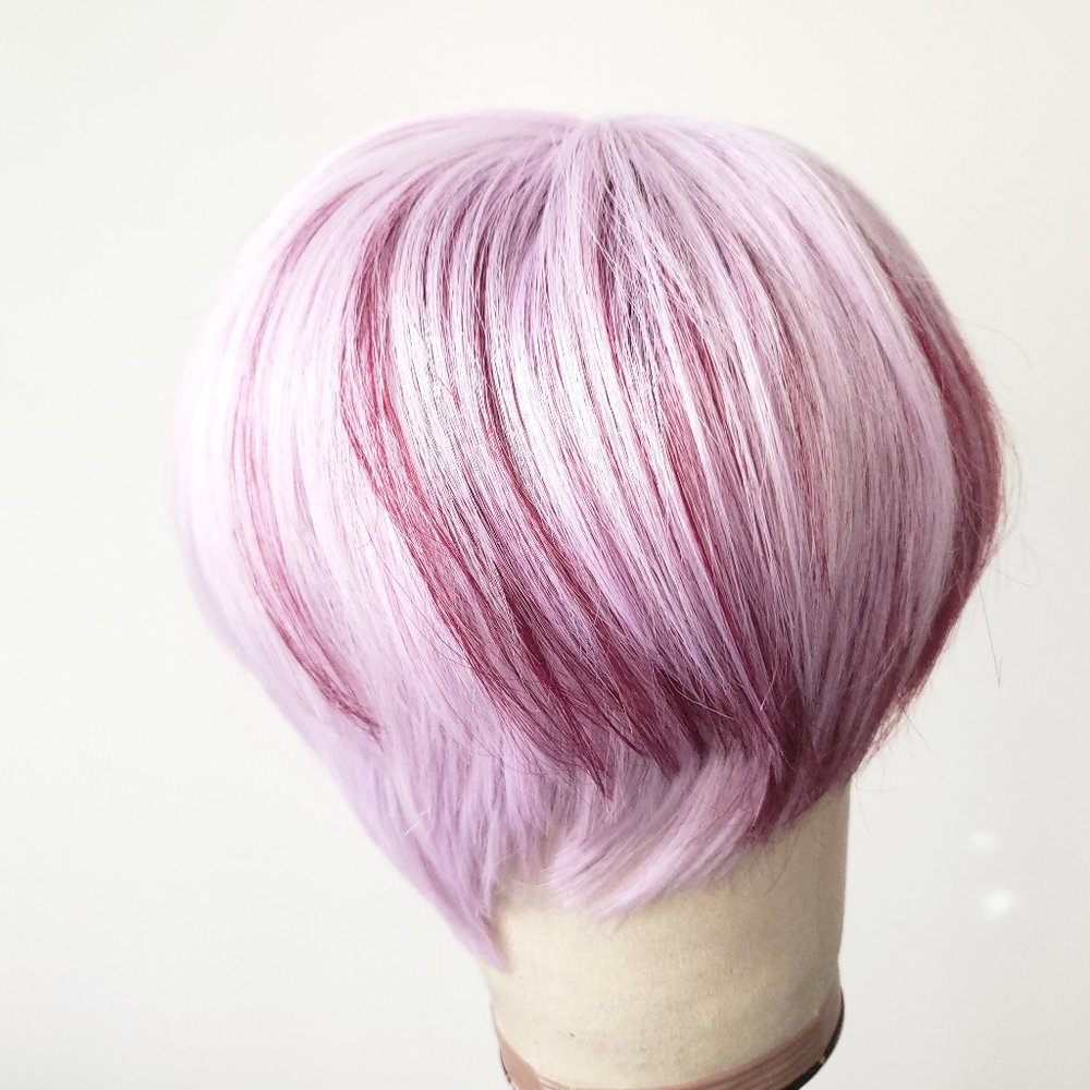 SHORT LAVENDER AND CRANBERRY BOB CUT